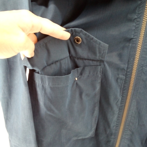 MONDETTA QUILTED OVERLAY RAIN PARKA TRENCH COAT NAVY BLUE M - Picture 10 of 12